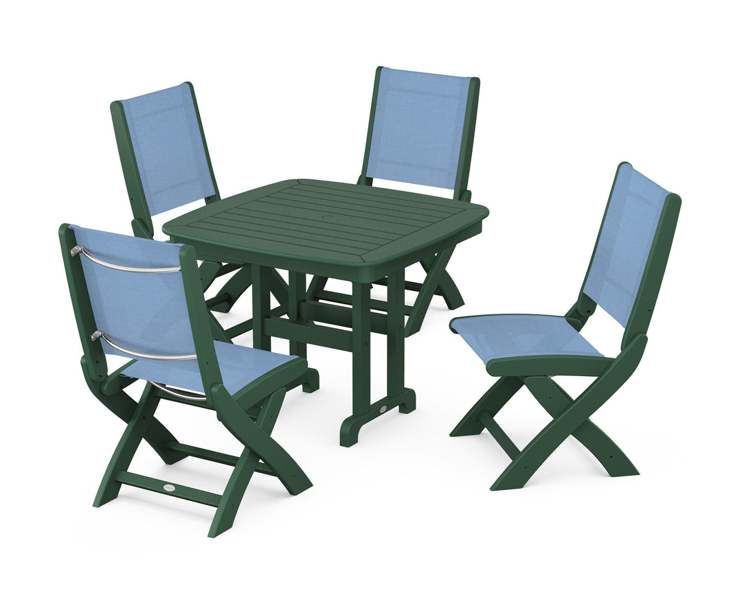 POLYWOOD® Coastal Folding Side Chair 5-Piece Dining Set