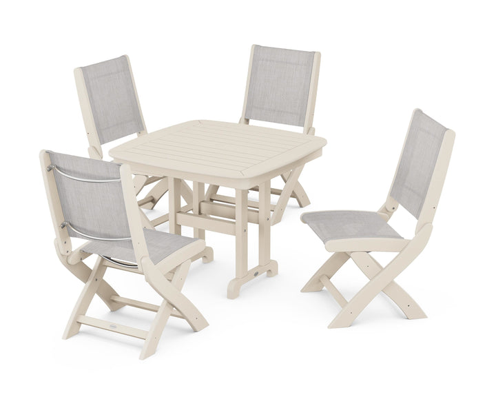 POLYWOOD® Coastal Folding Side Chair 5-Piece Dining Set