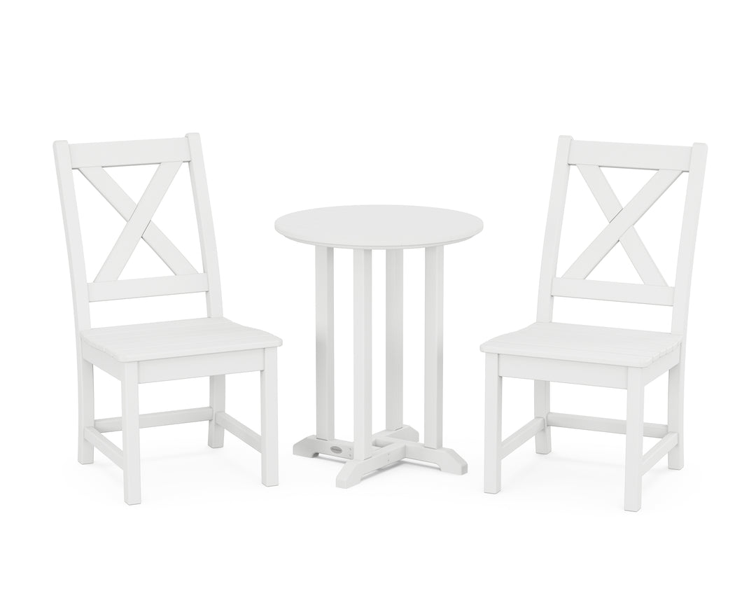POLYWOOD® Braxton Side Chair 3-Piece Round Bistro Dining Set