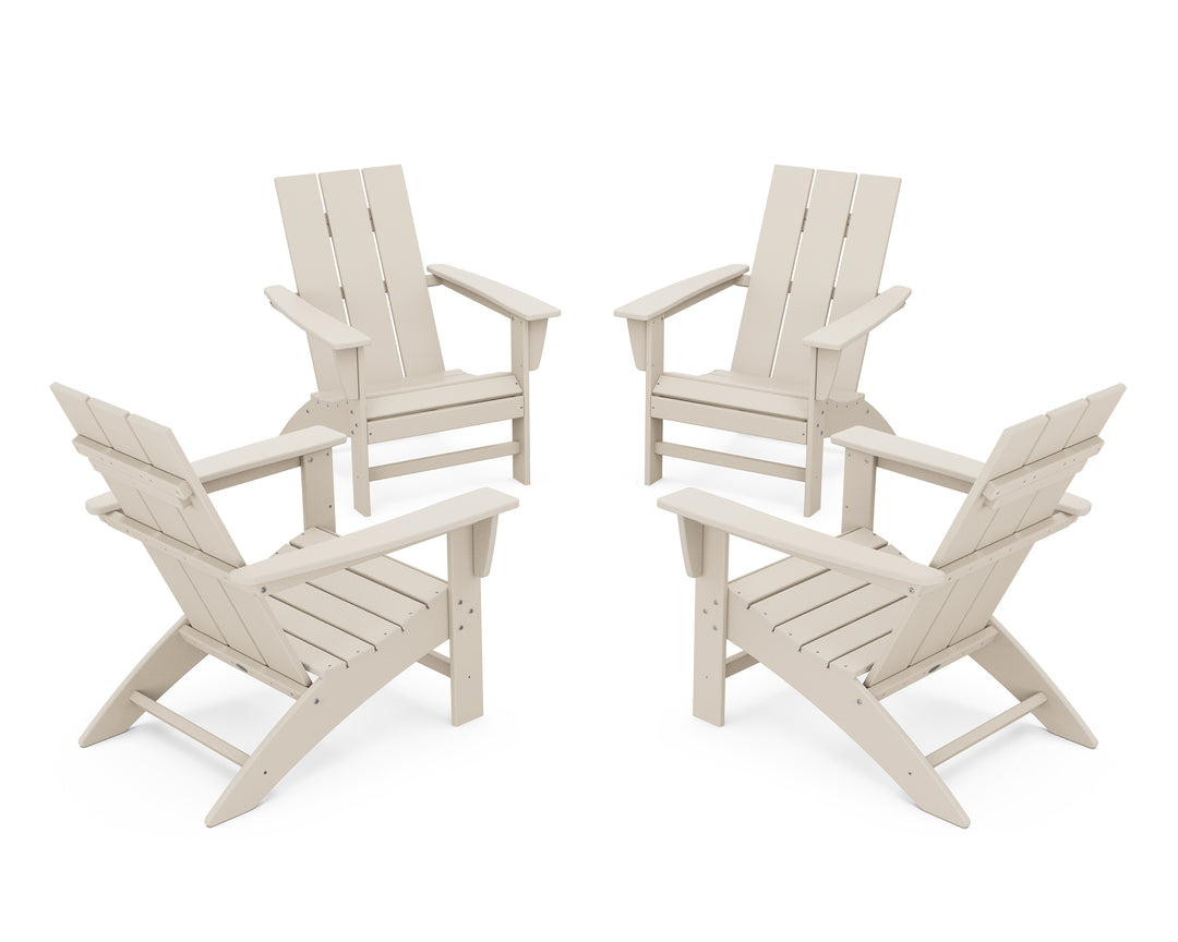 POLYWOOD® 4-Piece Modern Adirondack Chair Conversation Set