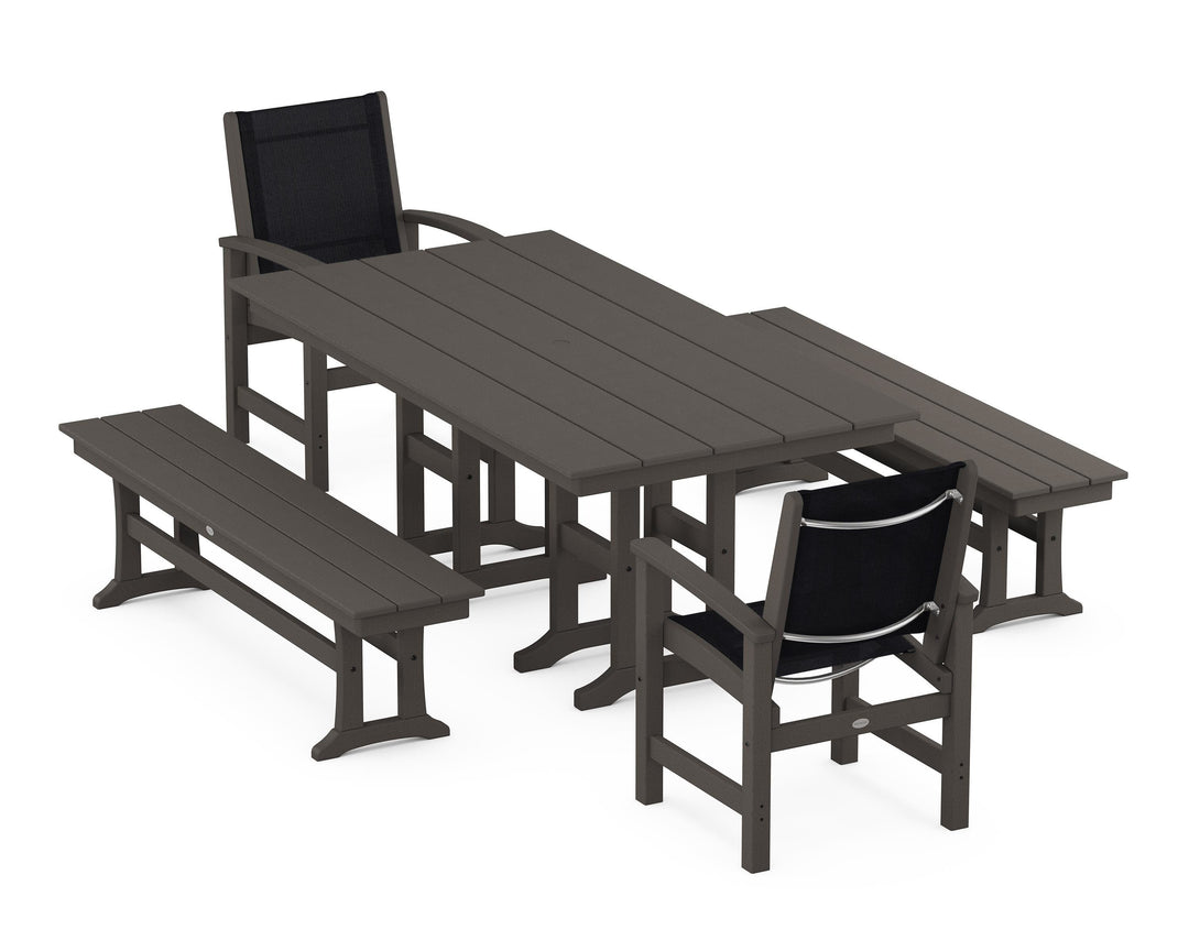 POLYWOOD® Coastal 5-Piece Farmhouse Dining Set