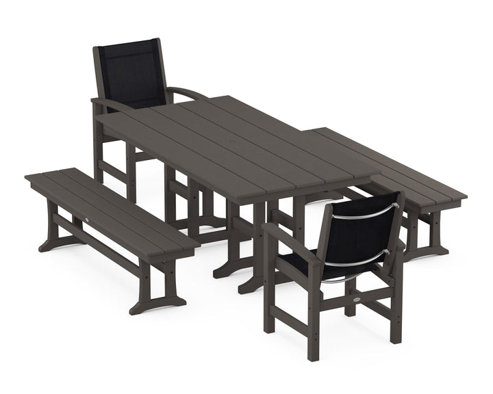 POLYWOOD® Coastal 5-Piece Farmhouse Dining Set