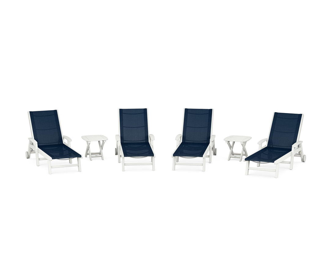 POLYWOOD® Coastal Chaise 6-Piece Set with Wheels