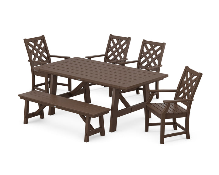 Country Living Wovendale 6-Piece Rustic Farmhouse Dining Set with Bench