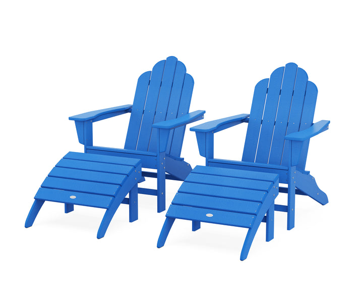 POLYWOOD® Long Island Adirondack Chair 4-Piece Set with Ottomans