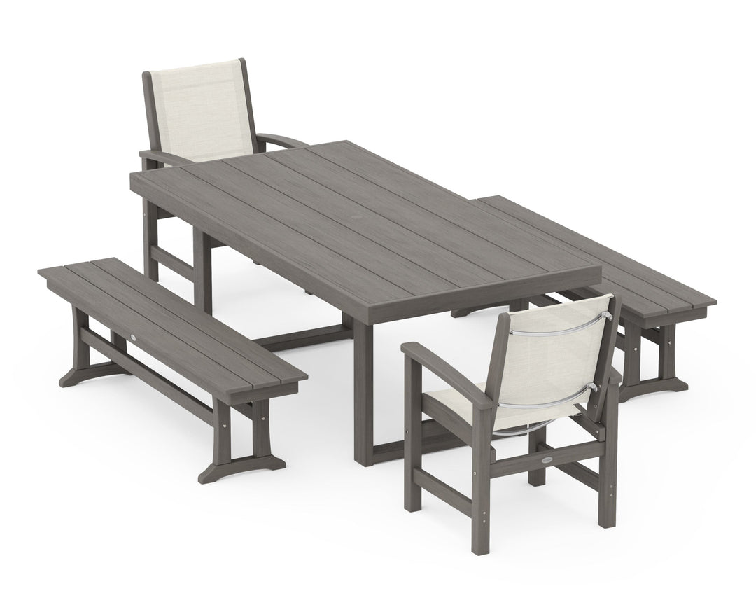 POLYWOOD® Coastal 5-Piece Dining Set with Trestle Legs