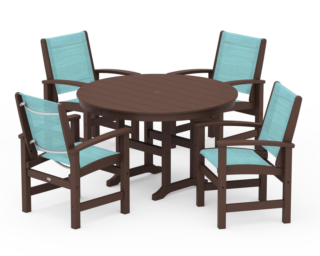 POLYWOOD® Coastal 5-Piece Round Farmhouse Dining Set