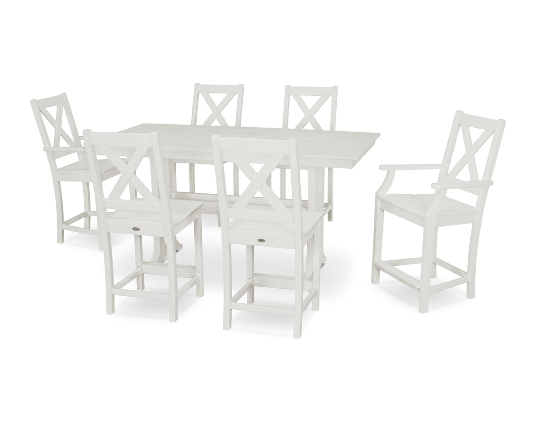 POLYWOOD® Braxton 7-Piece Farmhouse Trestle Counter Set