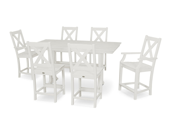 POLYWOOD® Braxton 7-Piece Farmhouse Trestle Counter Set