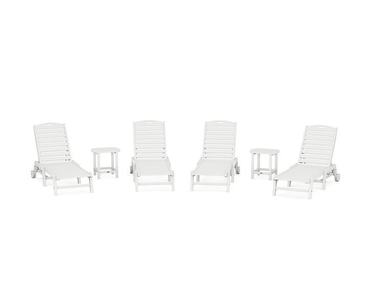 POLYWOOD® Nautical Chaise 6-Piece Set with Wheels