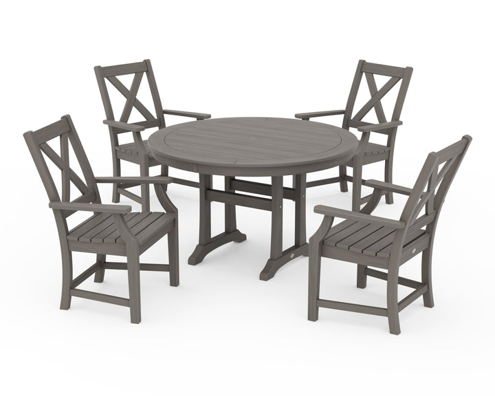 POLYWOOD® Braxton 5-Piece Nautical Trestle Arm Chair Dining Set