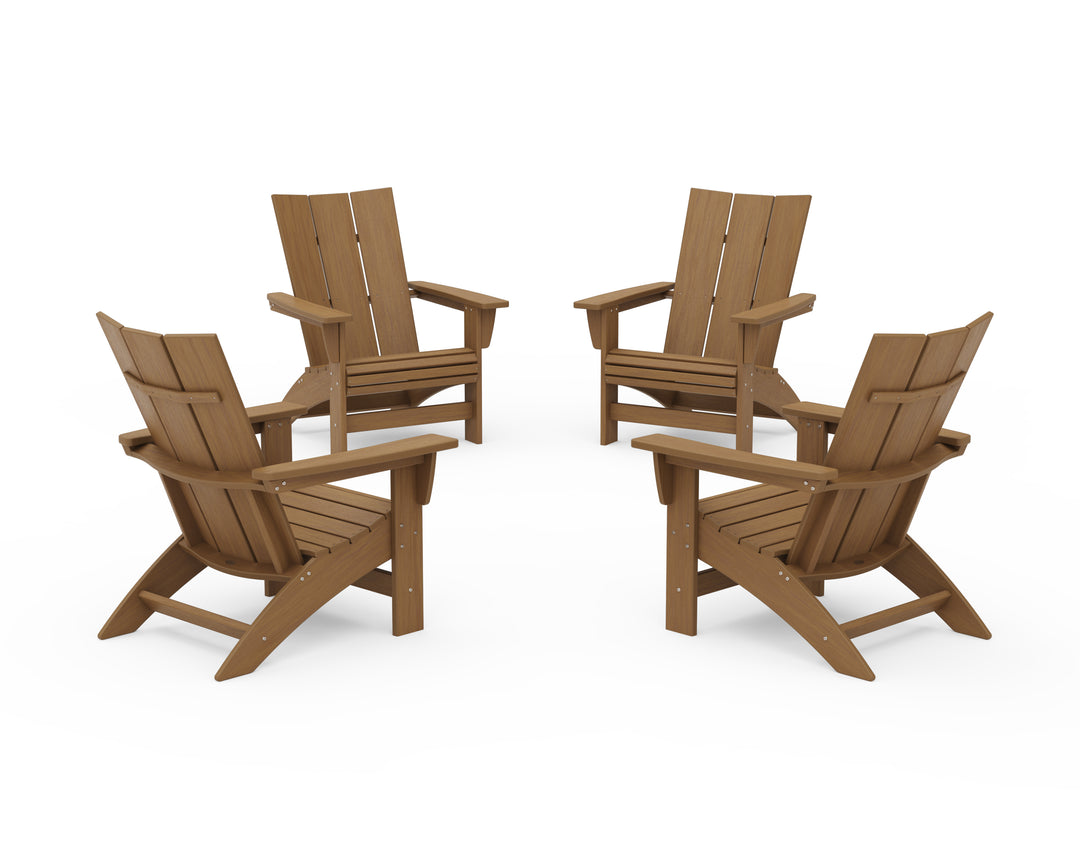 POLYWOOD® 4-Piece Modern Grand Adirondack Chair Conversation Set