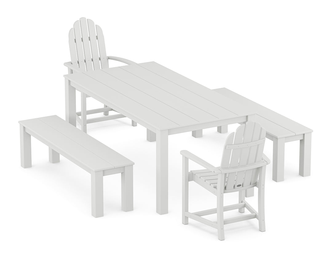 POLYWOOD® Classic Adirondack 5-Piece Parsons Dining Set with Benches