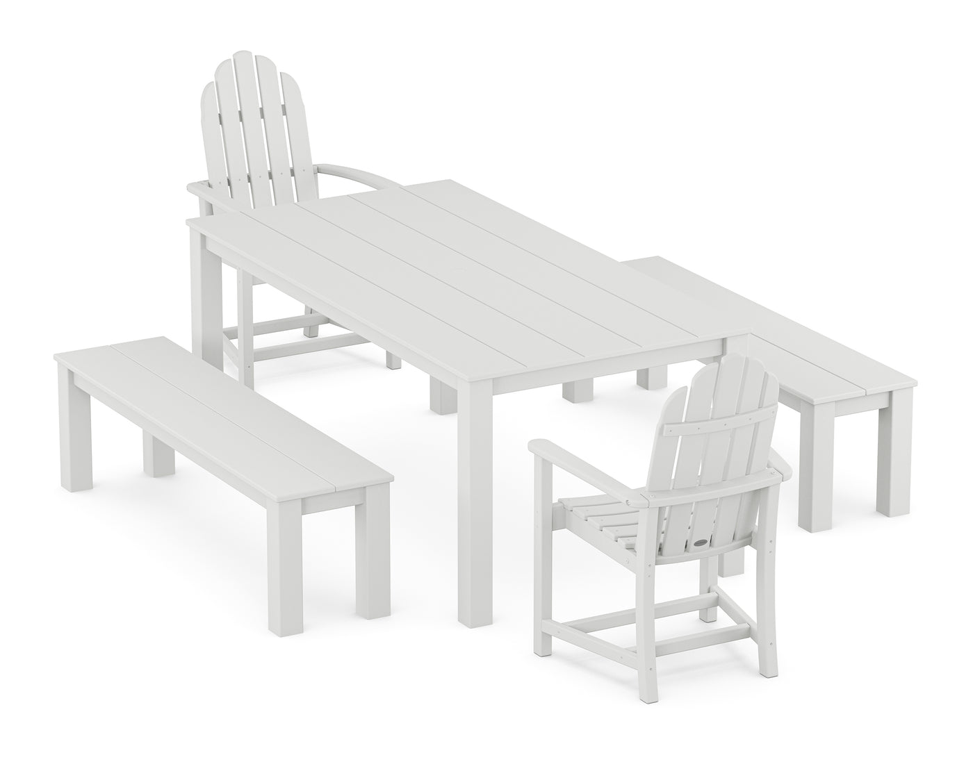 Classic Adirondack 5-Piece Parsons Dining Set with Benches