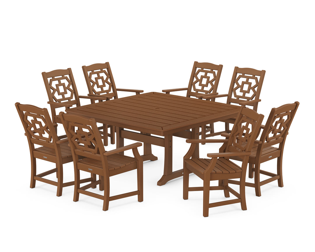 Martha Stewart by POLYWOOD® Chinoiserie 9-Piece Square Dining Set with Trestle Legs