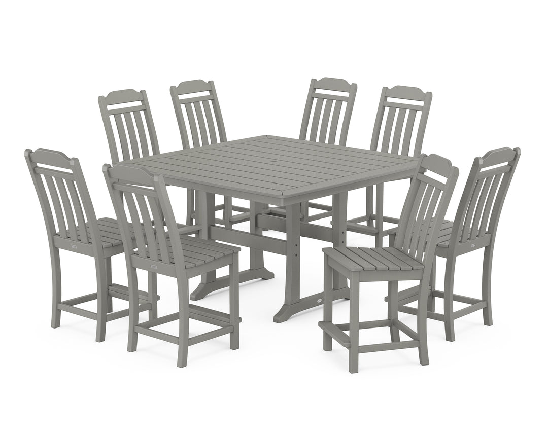 Country Living Cottage 9-Piece Square Side Chair Counter Set with Trestle Legs