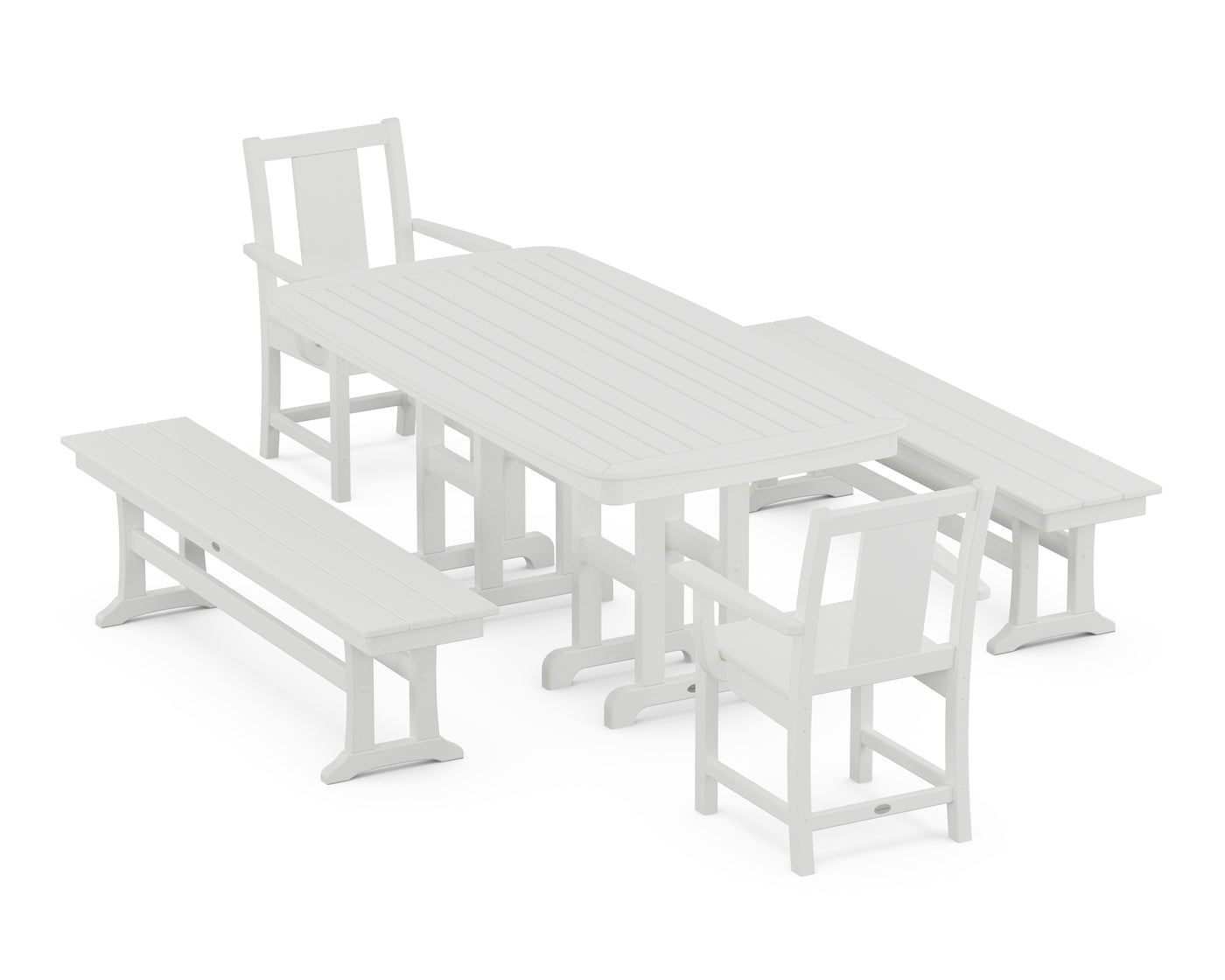 Prairie 5-Piece Dining Set with Benches