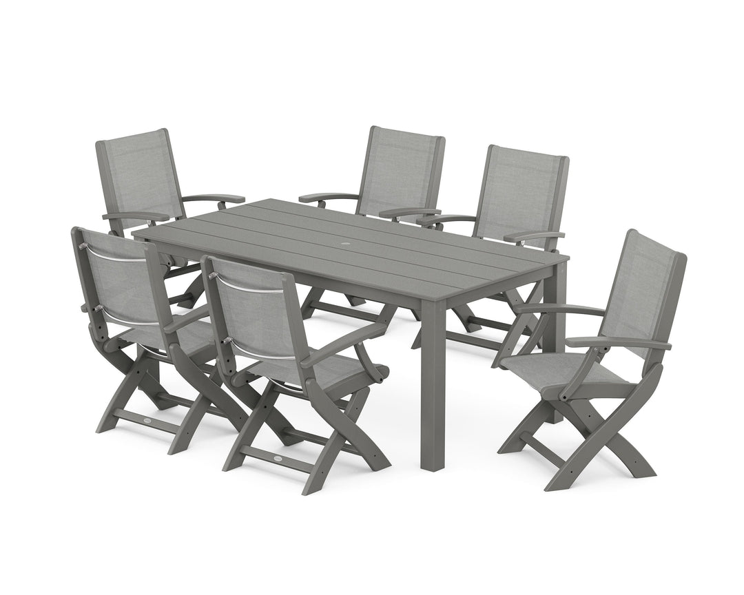 POLYWOOD® Coastal Folding Chair 7-Piece Parsons Dining Set