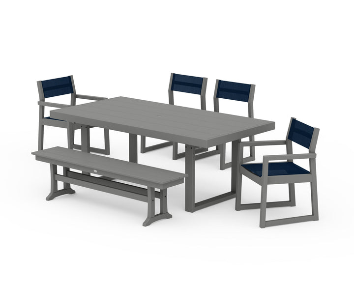 POLYWOOD® EDGE Sling 6-Piece Dining Set with Bench