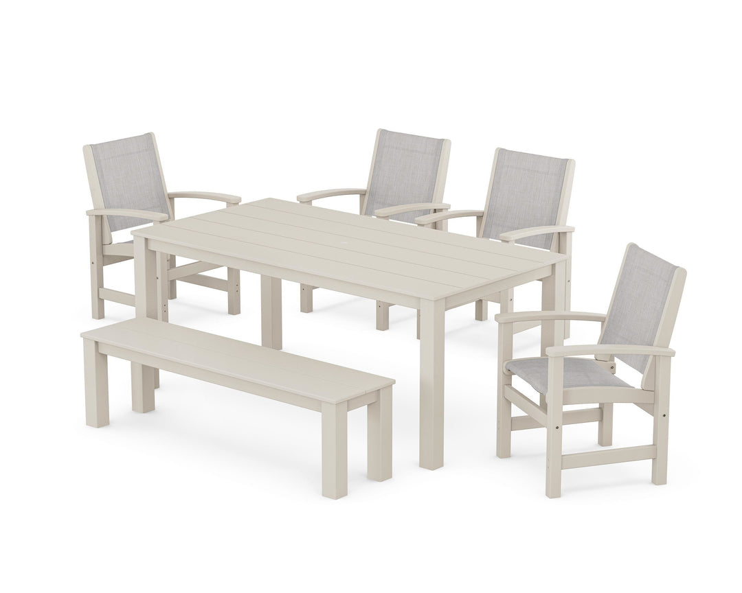 POLYWOOD® Coastal 6-Piece Parsons Dining Set with Bench