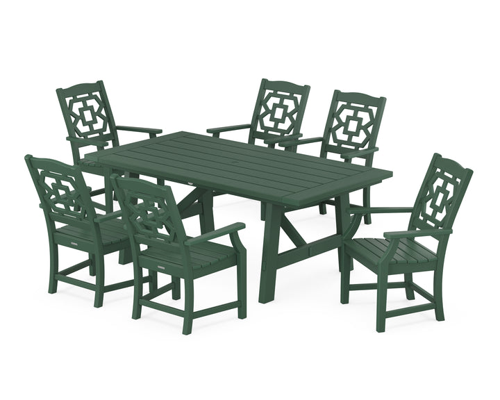 Martha Stewart by POLYWOOD® Chinoiserie Arm Chair 7-Piece Rustic Farmhouse Dining Set