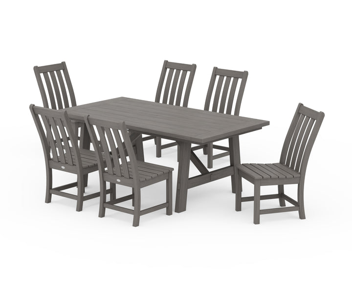 POLYWOOD® Vineyard 7-Piece Rustic Farmhouse Side Chair Dining Set