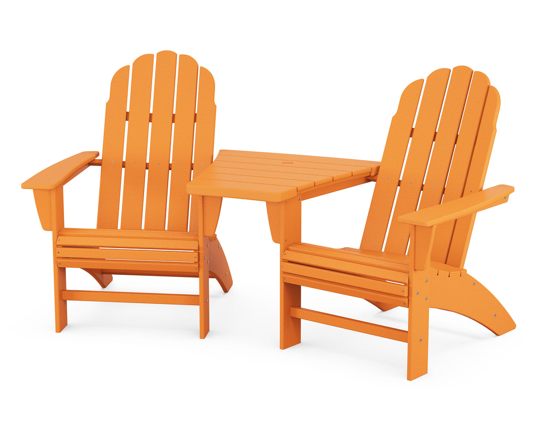 POLYWOOD® Vineyard 3-Piece Curveback Adirondack Set with Angled Connecting Table