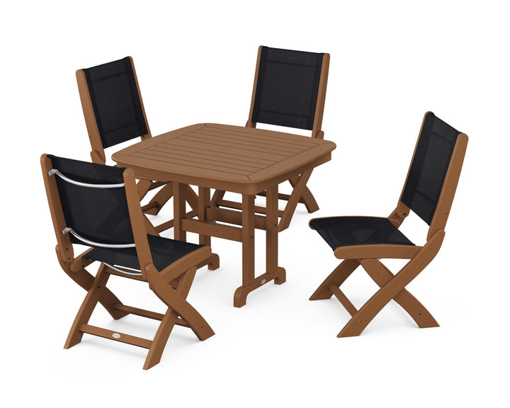 POLYWOOD® Coastal Folding Side Chair 5-Piece Dining Set