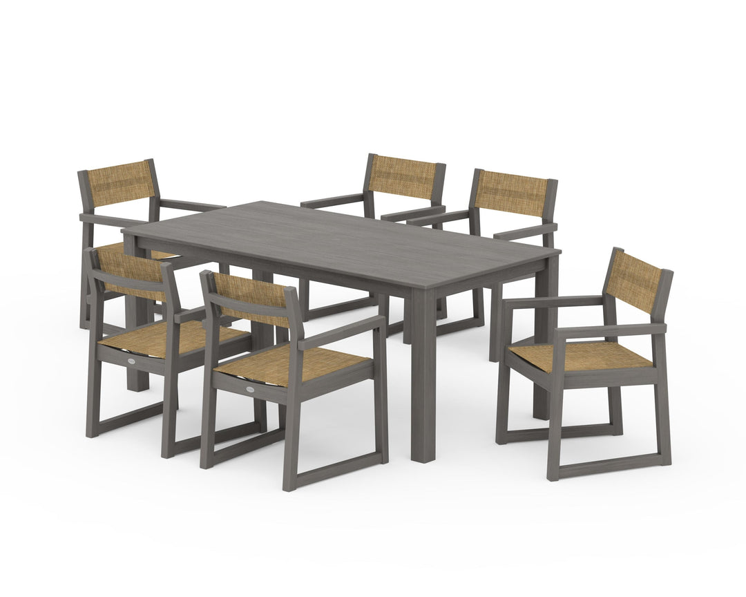 POLYWOOD® EDGE Sling Arm Chair 7-Piece Parsons Dining Set