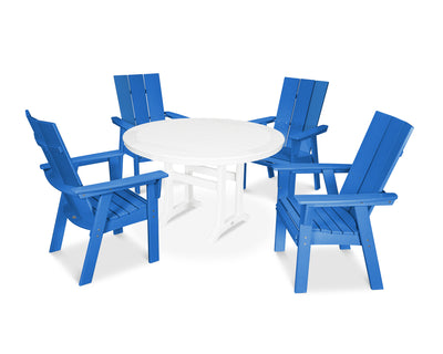 Modern Curveback Adirondack 5-Piece Nautical Trestle Dining Set