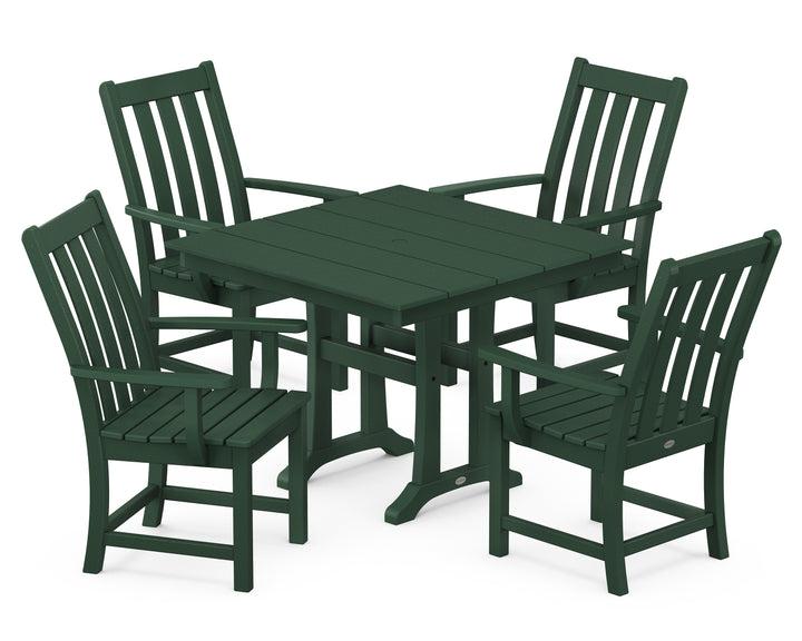 POLYWOOD® Vineyard 5-Piece Farmhouse Trestle Arm Chair Dining Set