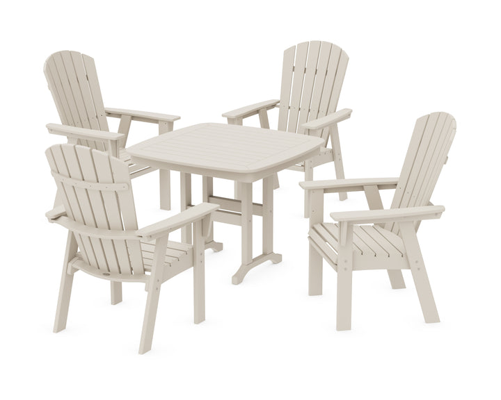 POLYWOOD® Nautical Curveback Adirondack 5-Piece Dining Set with Square Dining Table