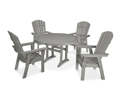 Nautical Curveback Adirondack 5-Piece Round Dining Set with Trestle Legs