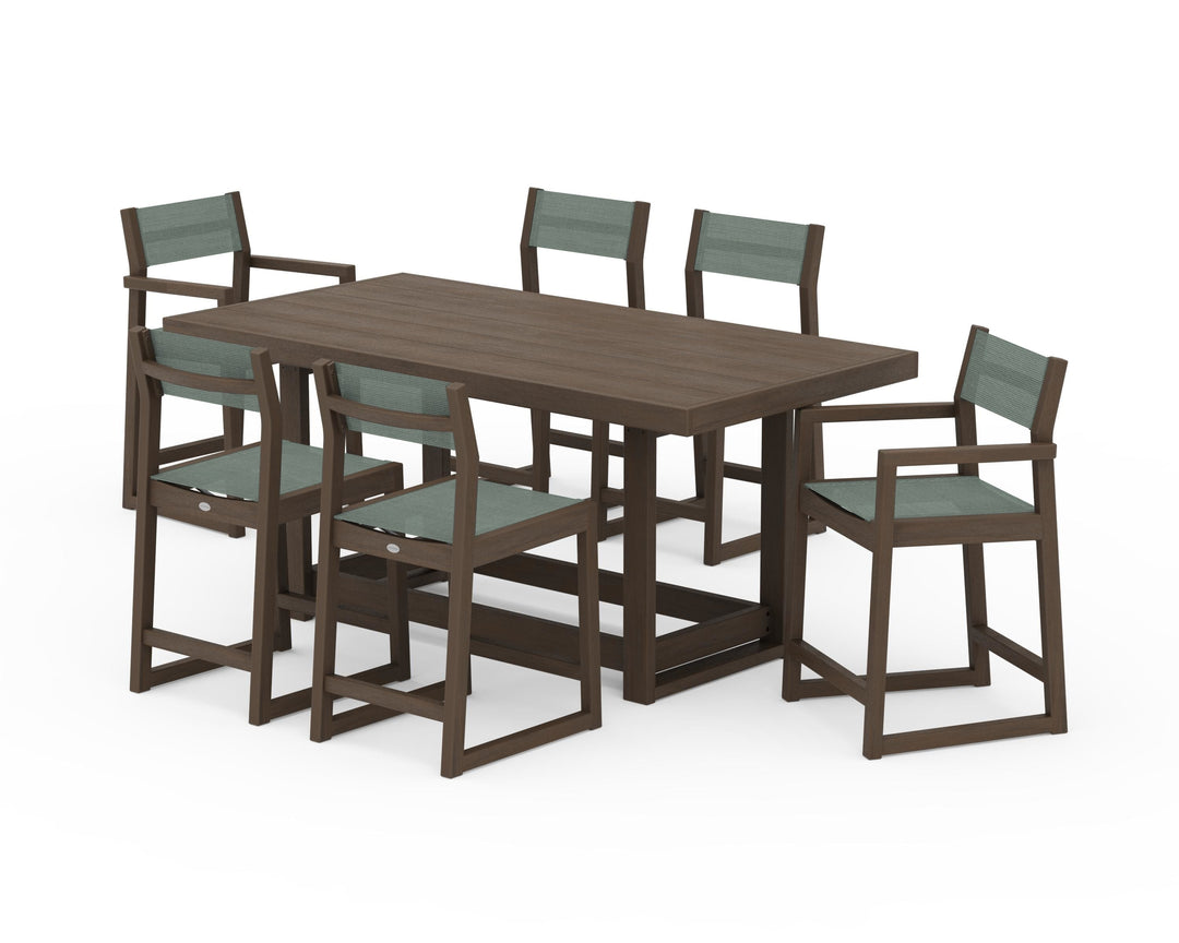 POLYWOOD® EDGE Sling 7-Piece Counter Table Set