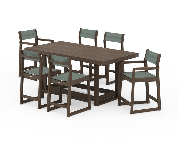 POLYWOOD® EDGE Sling 7-Piece Counter Table Set