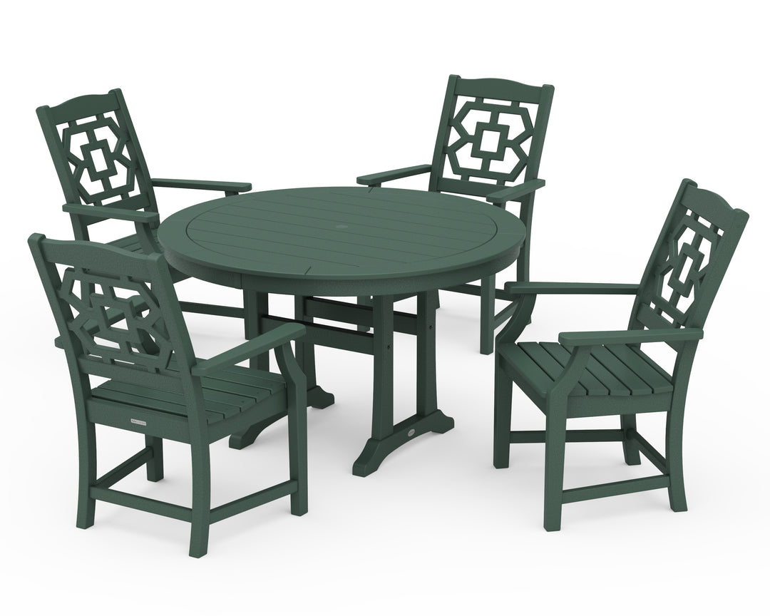 Martha Stewart by POLYWOOD® Chinoiserie 5-Piece Round Dining Set with Trestle Legs