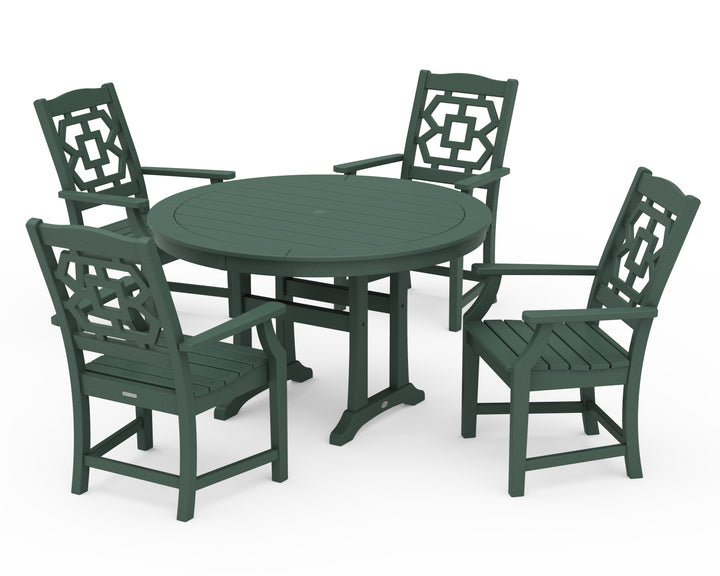 Martha Stewart by POLYWOOD® Chinoiserie 5-Piece Round Dining Set with Trestle Legs