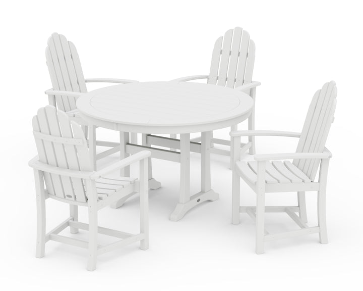 POLYWOOD® Classic Adirondack 5-Piece Round Dining Set with Trestle Legs