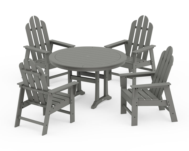 POLYWOOD® Long Island 5-Piece Round Dining Set with Trestle Legs