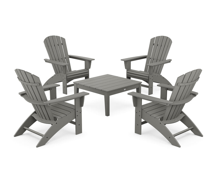 POLYWOOD® 5-Piece Nautical Curveback Adirondack Chair Conversation Set with 36" Conversation Table