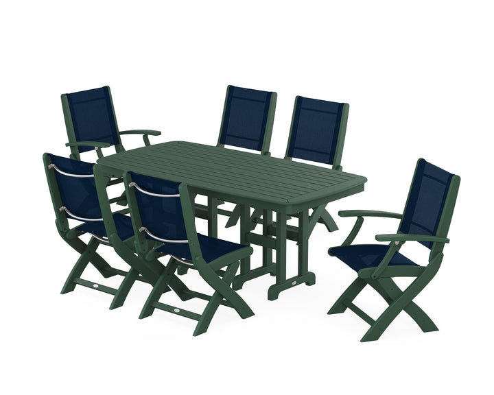 POLYWOOD® Coastal Folding Chair 7-Piece Dining Set