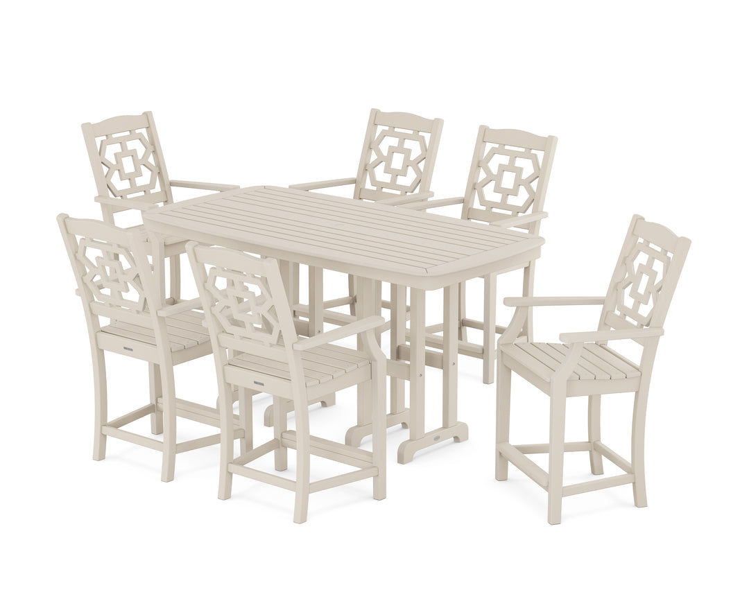 Martha Stewart by POLYWOOD® Chinoiserie Arm Chair 7-Piece Counter Set