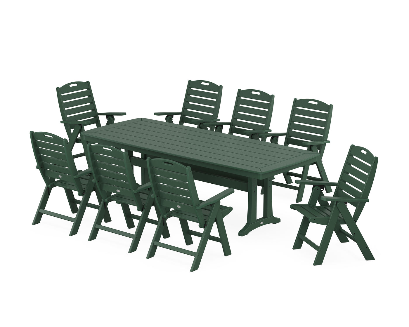 Nautical Highback 9-Piece Dining Set with Trestle Legs