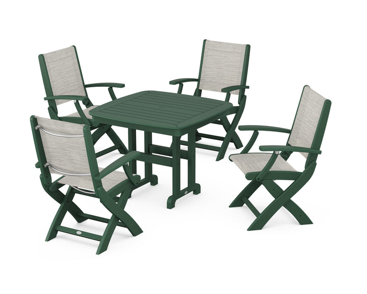 POLYWOOD® Coastal Folding Chair 5-Piece Dining Set