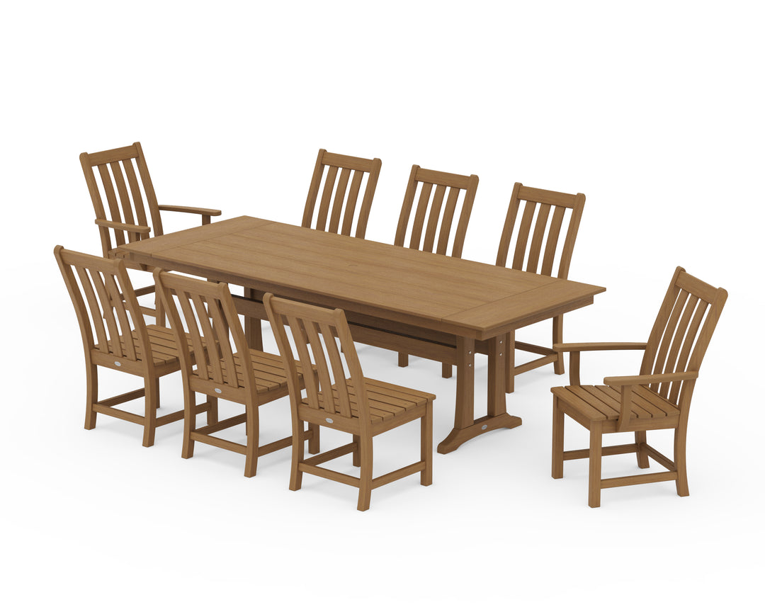 POLYWOOD® Vineyard 9-Piece Farmhouse Dining Set with Trestle Legs