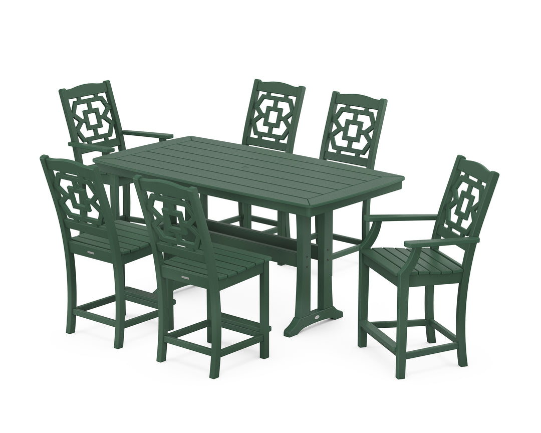 Martha Stewart by POLYWOOD® Chinoiserie 7-Piece Counter Set with Trestle Legs
