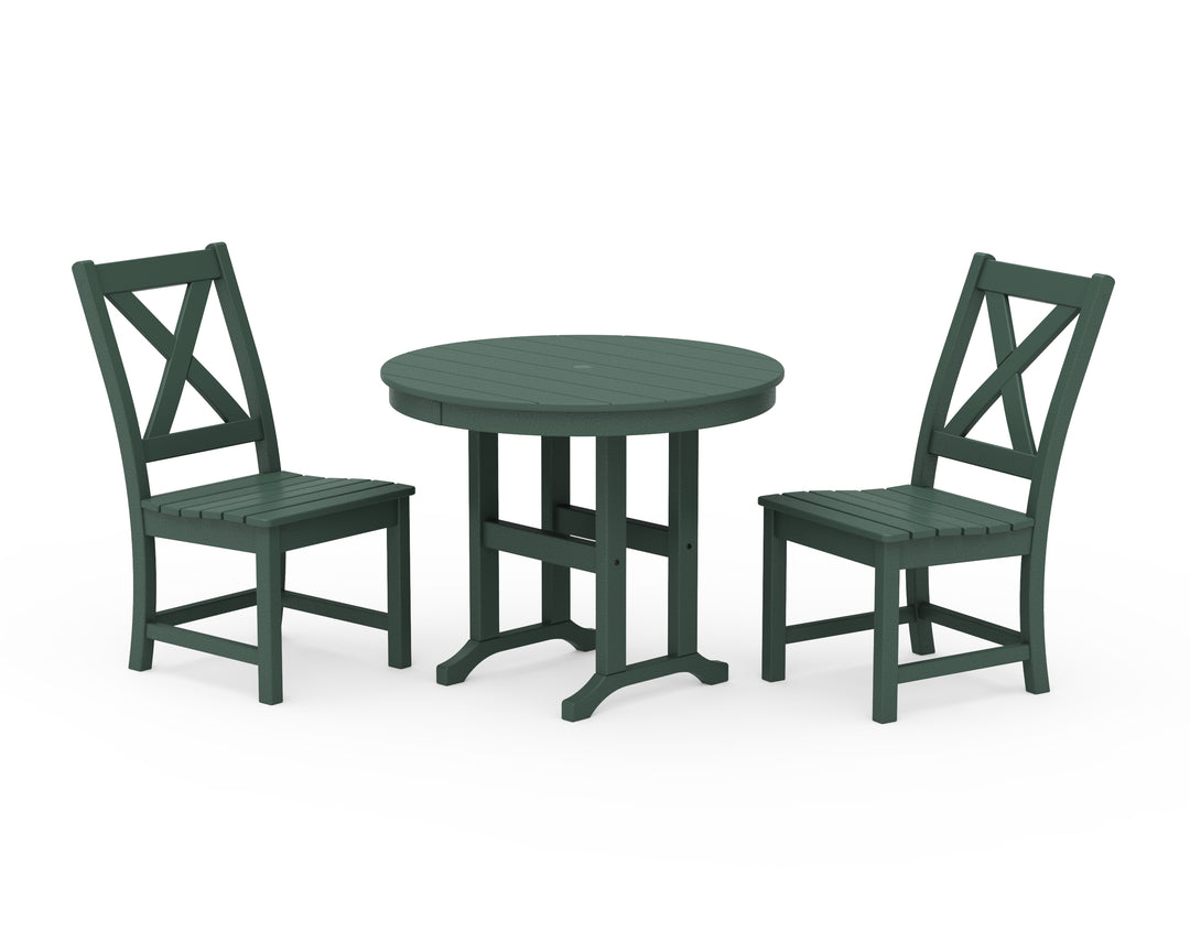POLYWOOD® Braxton Side Chair 3-Piece Round Dining Set