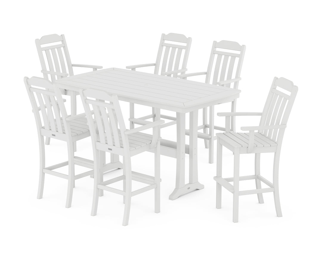 Country Living Cottage Arm Chair 7-Piece Bar Set with Trestle Legs