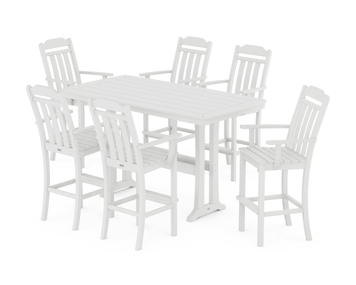 Country Living Cottage Arm Chair 7-Piece Bar Set with Trestle Legs