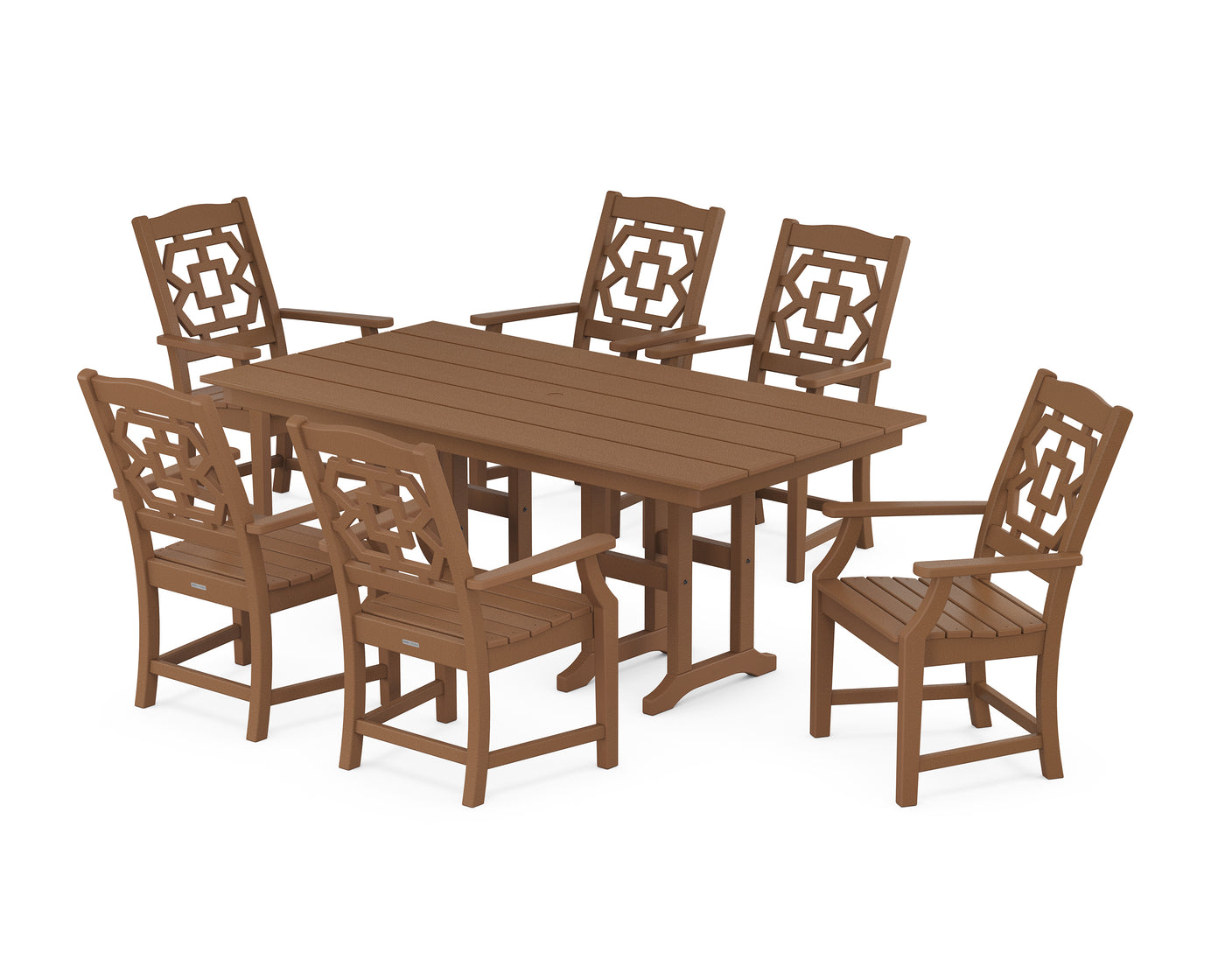 Chinoiserie Arm Chair 7-Piece Farmhouse Dining Set